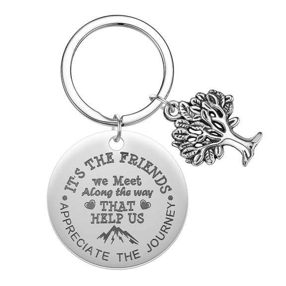 Love Couples Friendship Heart Keychain Stainless Steel Mountain Tree Keyring Birthday Anniversary Christmas Gift Key Chain