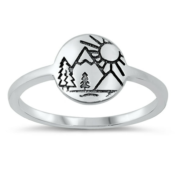 Earth Nature Spiritual Ring .925 Sterling Silver Band Jewelry Female Male Unisex Size 10