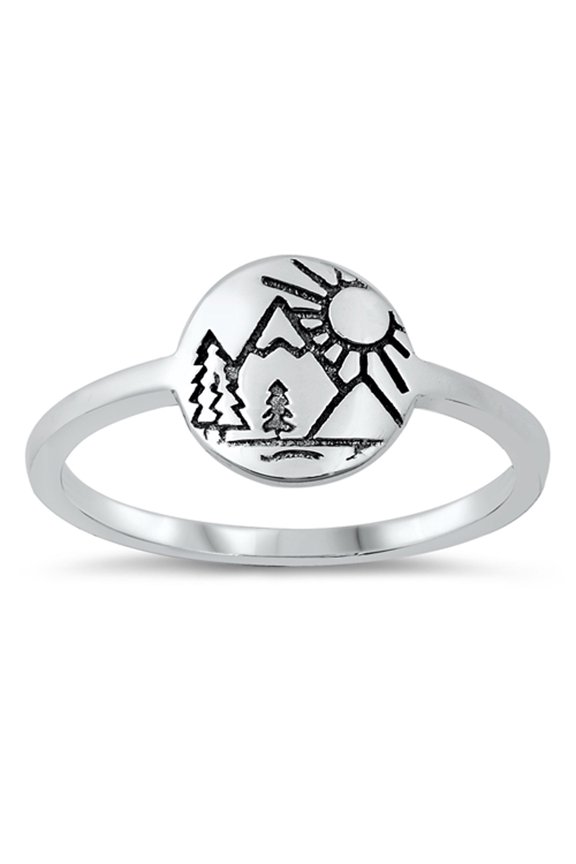 Earth Nature Spiritual Ring .925 Sterling Silver Band Jewelry Female Male Unisex Size 9