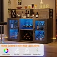thumbnail image 2 of Luku Bar / Liquor Cabinet with Power Outlets Led Lights and Glass Holder, for Home, Kitchen, Gray, 2 of 7