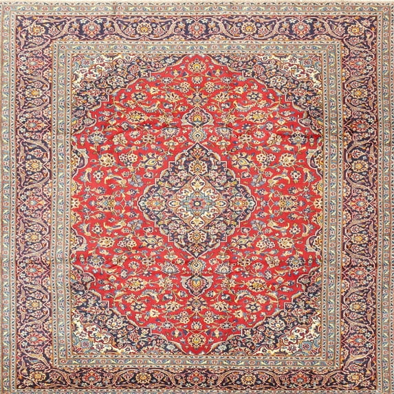 Ahgly Company Indoor Square Traditional Fire Brick Red Persian Area Rugs, 3' Square