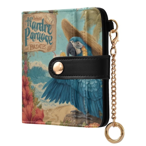 Qxltty Blue Macaw Ladies Wallet Rfid Slim Thin Compact Credit Card Women Wallet Zipper Coin Pocket and ID Window for Female Gifts