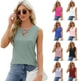 thumbnail image 2 of FLMEI Women's Summer Sleeveless Tank Cotton Summer Front Tie Tops Fashion Tunic Tees Vests for Women S-XXL, 2 of 9