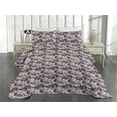 thumbnail image 2 of Ambesonne Floral Quilted Coverlet 3 Pcs, Retro Poppy Flowers Romantic, King Size, Mauve Taupe Charcoal Grey, 2 of 4