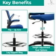 thumbnail image 5 of Naomi Home Drafting Chair Tall Office Chair for Standing Desk with Breathable Mesh, High Desk Chair, High desk chair for Standing Desk ,Lumbar Support, Ergonomic High Office Chair with Flip Up Arms, F, 5 of 7