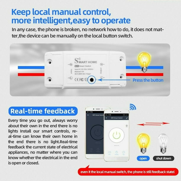 Acheter Disjoncteur Intelligent WiFi Tuya, télécommandes sans fil,  interrupteur de commande, application pour téléphone portable