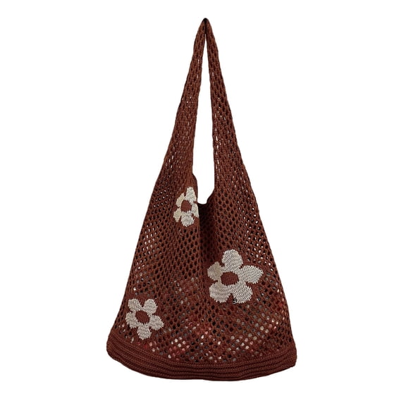 LONGshukeji Crochet Tote Fairy Hobo for Women Girls Y2k Purse Knitted Shoulder Bag Mesh Beach Bags