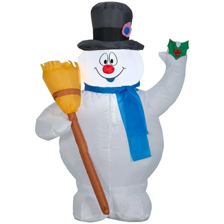 Gemmy Christmas Airblown Inflatable Frosty w/Broom WB, 3.5 ft Tall, Multicolored