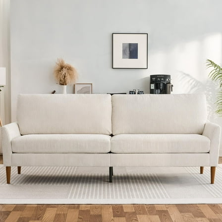 88" Loveseat Sofa, Comfy White Corduroy - Modern Oversized Love Seat with Tool-Free Setup - Ideal for Living Room, Bedroom, Office