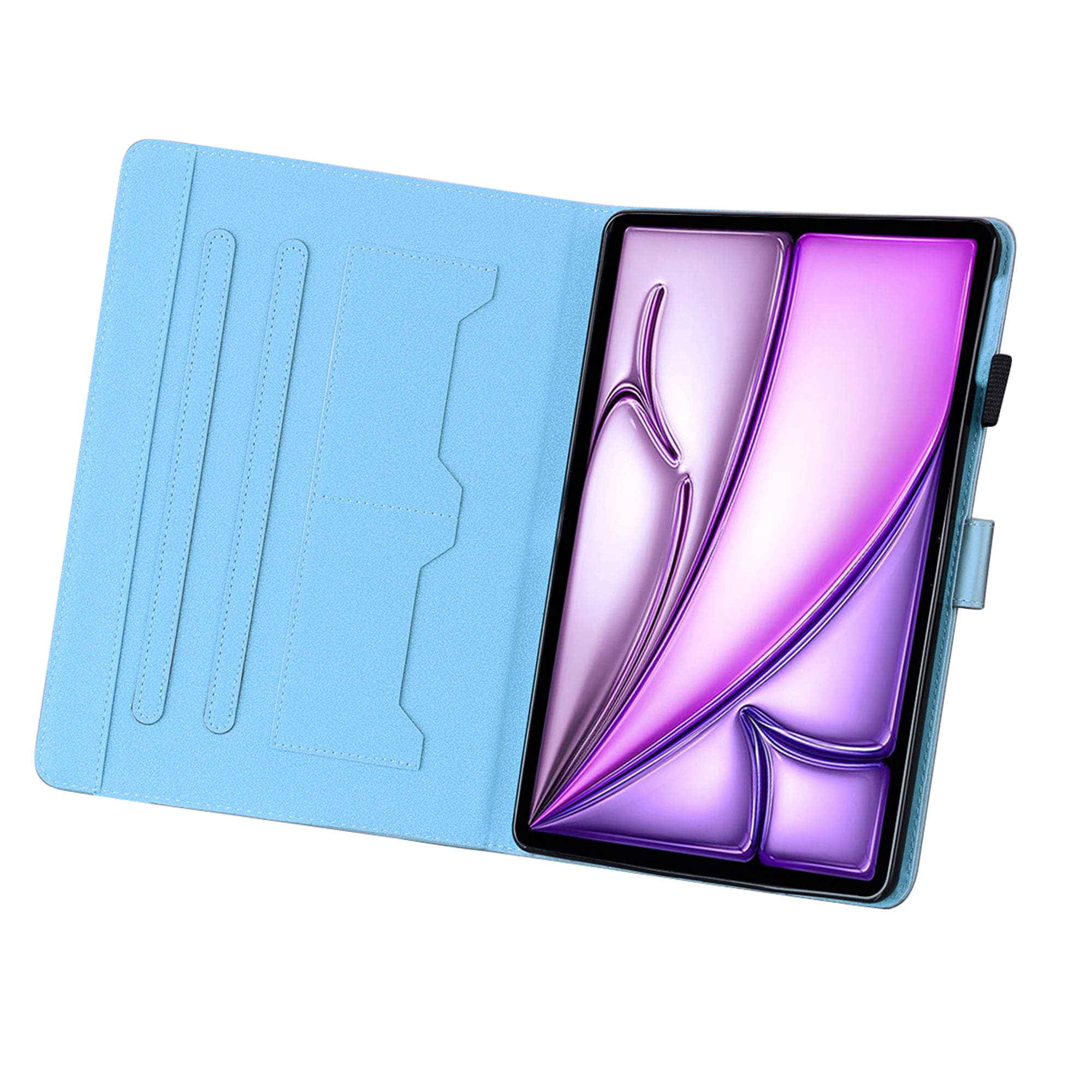 Dteck Folio Case for iPad Air 13-inch (M3/M2) 2025/2024, Multi-Angle Viewing Protective Stand Cover with Pencil Holder & Card Holder,Blue