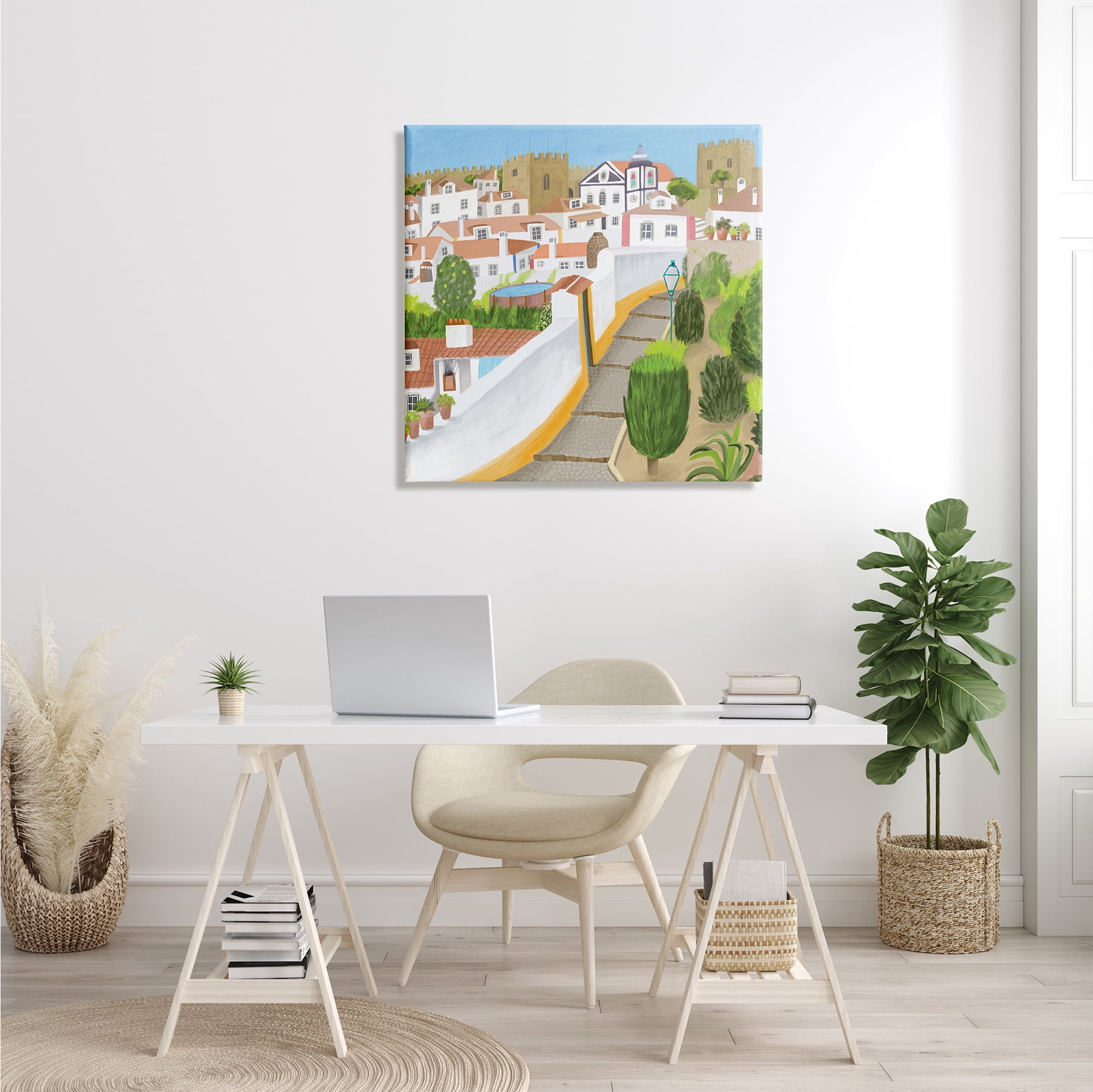 Stupell Industries Portuguese Cityscape Traditional Coastal Architecture Illustration, 30 x 30, Designed by Carla Daly