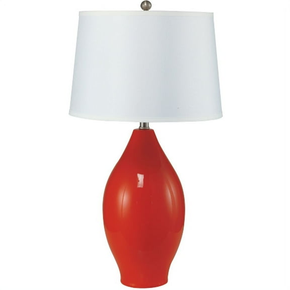 NEW Modern Style Red Base with White Fabric Shade 28" Table Lamp 6201