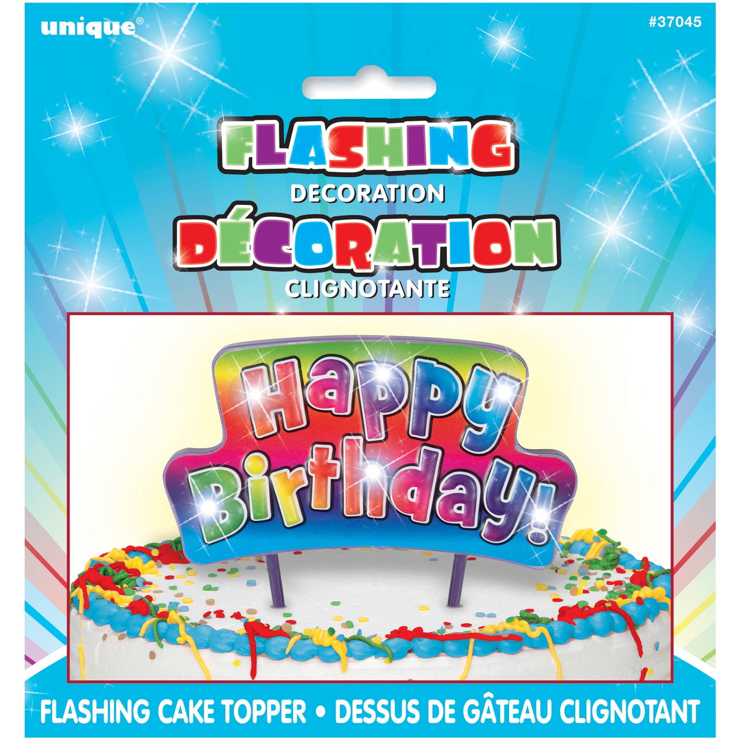 Flashing Rainbow Happy Birthday Cake Topper Walmart Com