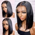 thumbnail image 1 of 13X4X1 Lace Frontal Wig Short Straight Bob Human Hair Wigs Brazilian Virgin Remy Human Hair T Part Lace Front Wigs Middle Part Wigs 8 Inches, 1 of 8