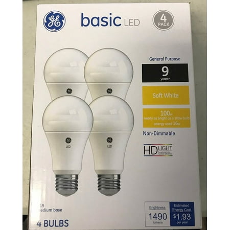 

GE Soft White Basic 100W Replacement LED Light Bulbs General Purpose A19 (4-pack)