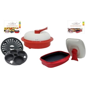 Ensemble de produits de cuisine Microhearth (Pan Combo quotidien & Pâte à griller) pour four à micro-ondes, rouge
