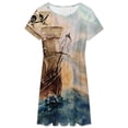 thumbnail image 3 of Hand Painting The Pirate Ship Dress Fashion Beach Short Sleeve Dresses Female Party Printed Sundress, 3 of 7