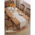 thumbnail image 3 of GHSDFBB Burlap Linen Table Runner Boho Style, Handmade Rustic Cream Check Table Runner Decorative for Home Dining,Coffee,Tea,Kitchen,13*90 Inches Long, 3 of 6