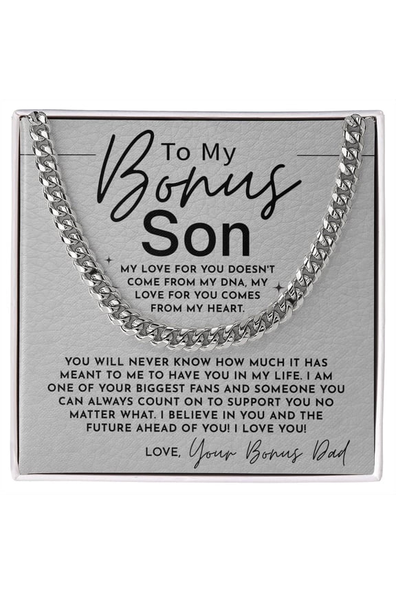 To My Bonus Son Unique Necklace A Meaningful Necklace Perfect For Anniversaries Birthdays Valentine Version 348, White Cuban Link Necklace