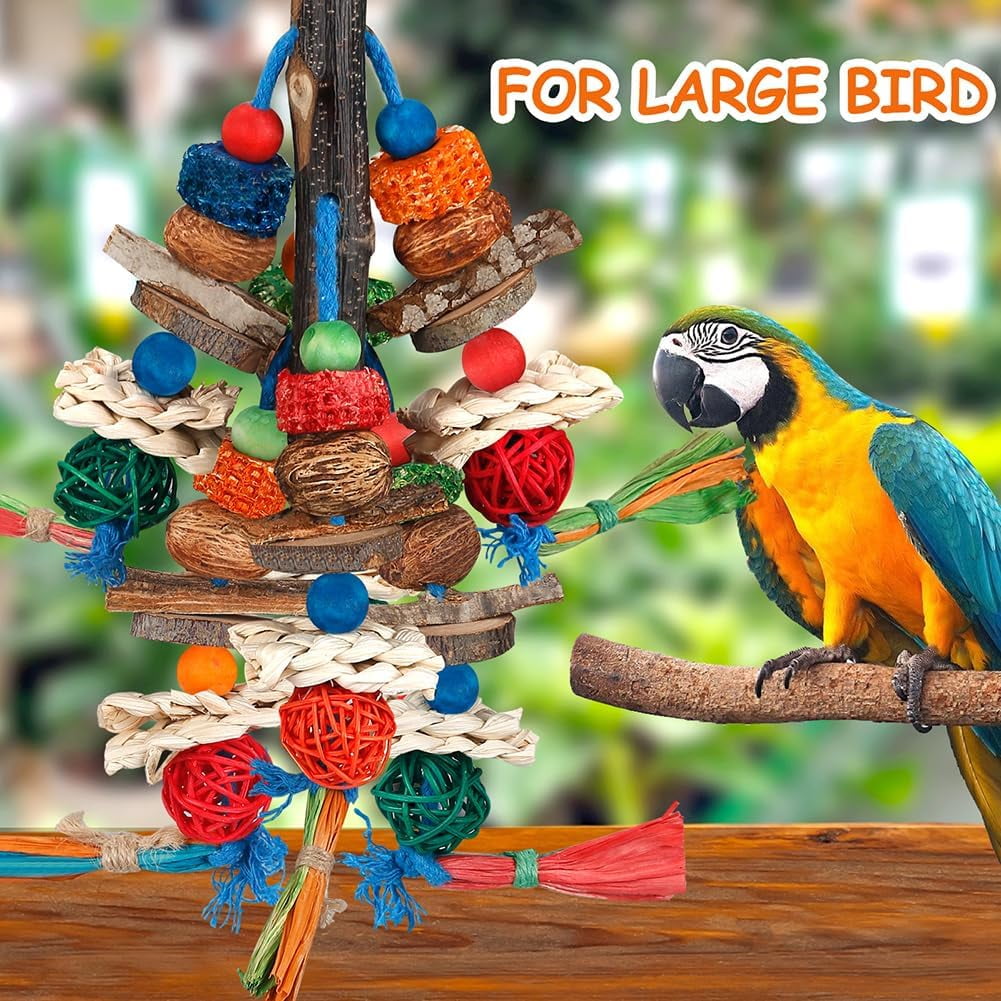 Bird Toys, Parrot Toys Chewing Fun for Parakeets, Cockatiels, Conures, Lovebirds, African Gray Cockatoos and Other Small Medium-Sized Parrot Natural Corn Cob Sturdy Nut