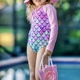 thumbnail image 4 of Gyratedream 2-12 Years Girls Mermaid Long Sleeve Rash Guard UPF 50+ One-Pieces Swimsuit, 4 of 11