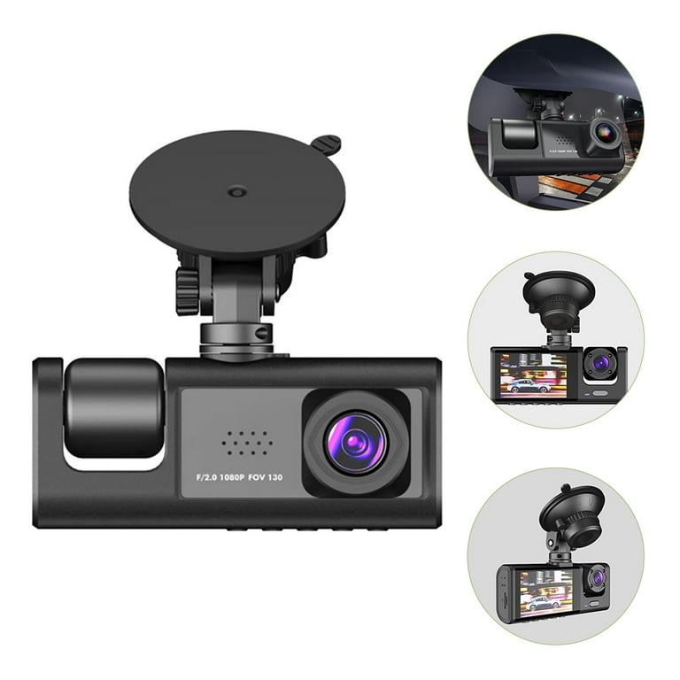 Dash Cam Dash Cam 2 inch Digital Screen Car Camera 3-Way 1080p 5MP Car Driving Camera, Size: 9X4CM, Black