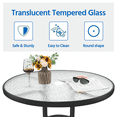 thumbnail image 6 of Topeakmart 27.5" Round Patio Bistro Table Tempered Glass Top Umbrella Hole Black Outdoor,Black, 6 of 9