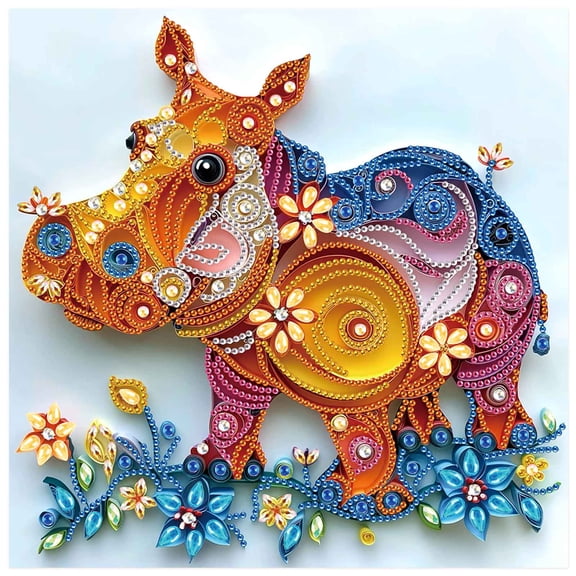 5D DIY Diamond Painting Kit Hippo Creative Diamond Artwork Perfect for Home and Office Decor Ideal Gift for Holidays