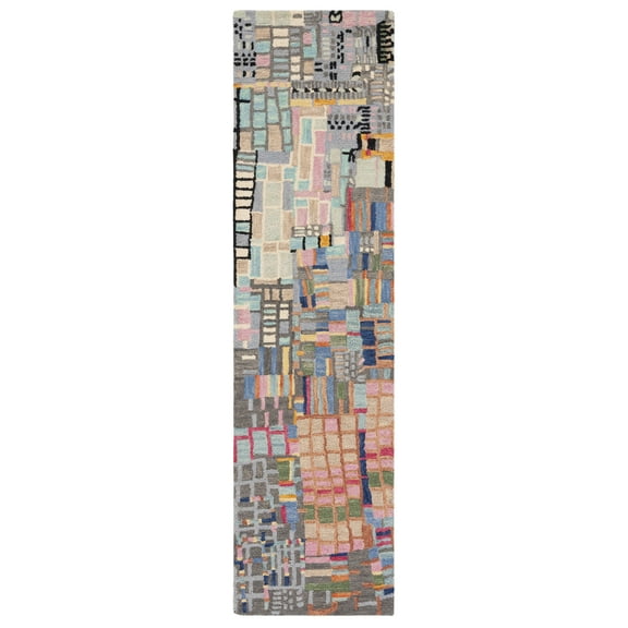 SAFAVIEH Aspen Algernon Abstract Geometric Wool Runner Rug, Ivory/Black, 2'3" x 11'