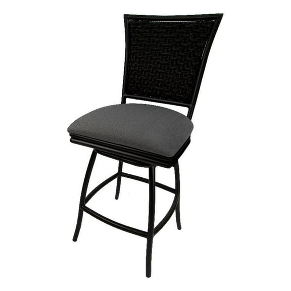 Outdoor/Indoor Counter 26" Bar Stool without Arms -Dark Gray Linen - Black Frame