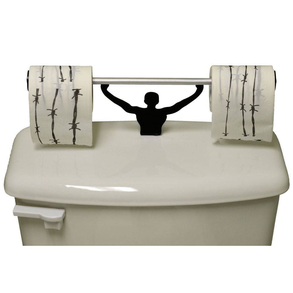 Barbed Wire Toilet Paper W/ Strong Man Holder Novelty Gift Set