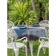 thumbnail image 3 of Outdoor Tablecloths with Umbrella Hole & Zipper, Blue Brown Stripes Round Tablecloths 60 Inch, Abstract Geometric Spring Flowers Country Waterproof Table Cloth, Patio/Pool/Picnic Table Covers, 3 of 8