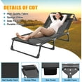 thumbnail image 2 of Slsy Folding Camping Cot for Adults, Adjustable 4-Position Reclining Folding Chaise, Folding Lounge Chair Sleeping Cots Bed w/Removeable Soft Cushion & Headrest, 2 of 10