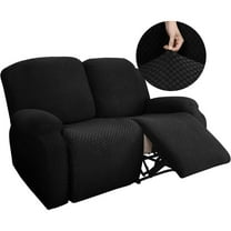 SUSUZI Recliner Loveseat Slipcover 6 Pieces Dual Recliner Sofa Covers for 2 Seat Dual Reclining Loveseat Couch Stretch Soft Jacquard Pattern Furniture Protector with Elasticity, Black