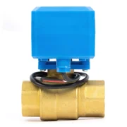 U. S. Solid Motorized Ball Valve with 3 Signal Lights, 3/4 inch, Brass, Normally Closed, Blue Casing