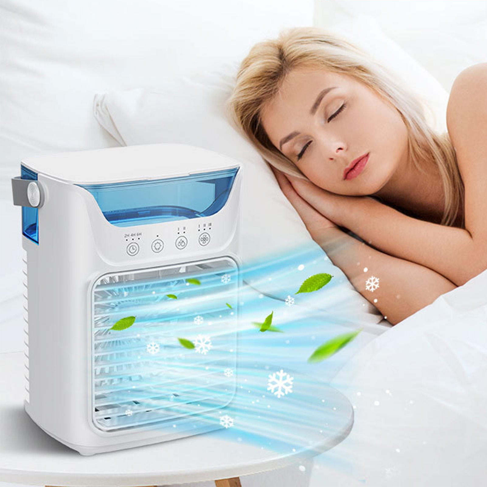 YAHHU 700 ml Portable Air Cooler & Humidifier – 3‑Speed Fan, 2‑Cold Fog, 3‑Timer, Touch‑Screen, 4‑in‑1 Desktop Mini AC, Night Light