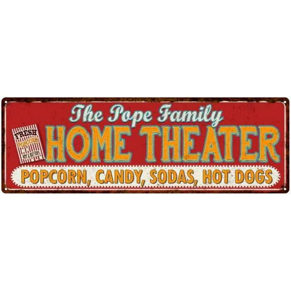 The POPE Family Home Theater Sign Gift 6x18 Metal Movies Decor 206180100486