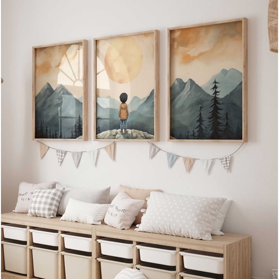 Adventure Toddler Decor Outdoors Nursery Boy Adventure Art Mountain Nursery Print Boys Bedroom Set 3 Unframed Paper Print 8x12