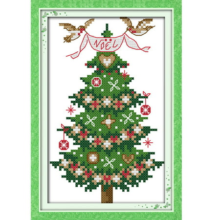 13 * 21cm DIY New Style Counted Cross Stitch Set Embroidery Needlework Kits Christmas Tree Pattern Cross Stitching Home Decoration