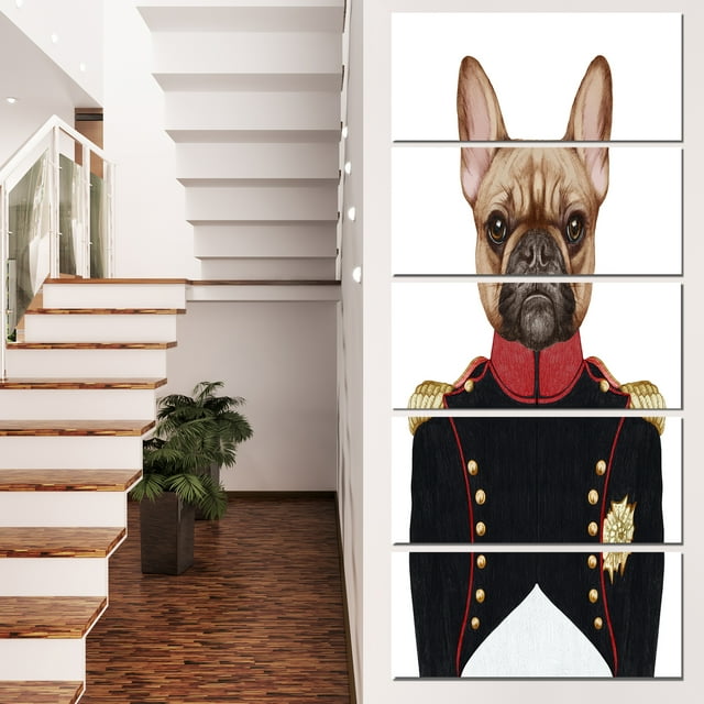French Bulldog en Uniforme Militaire - Impression d'Art sur Toile d'Animaux