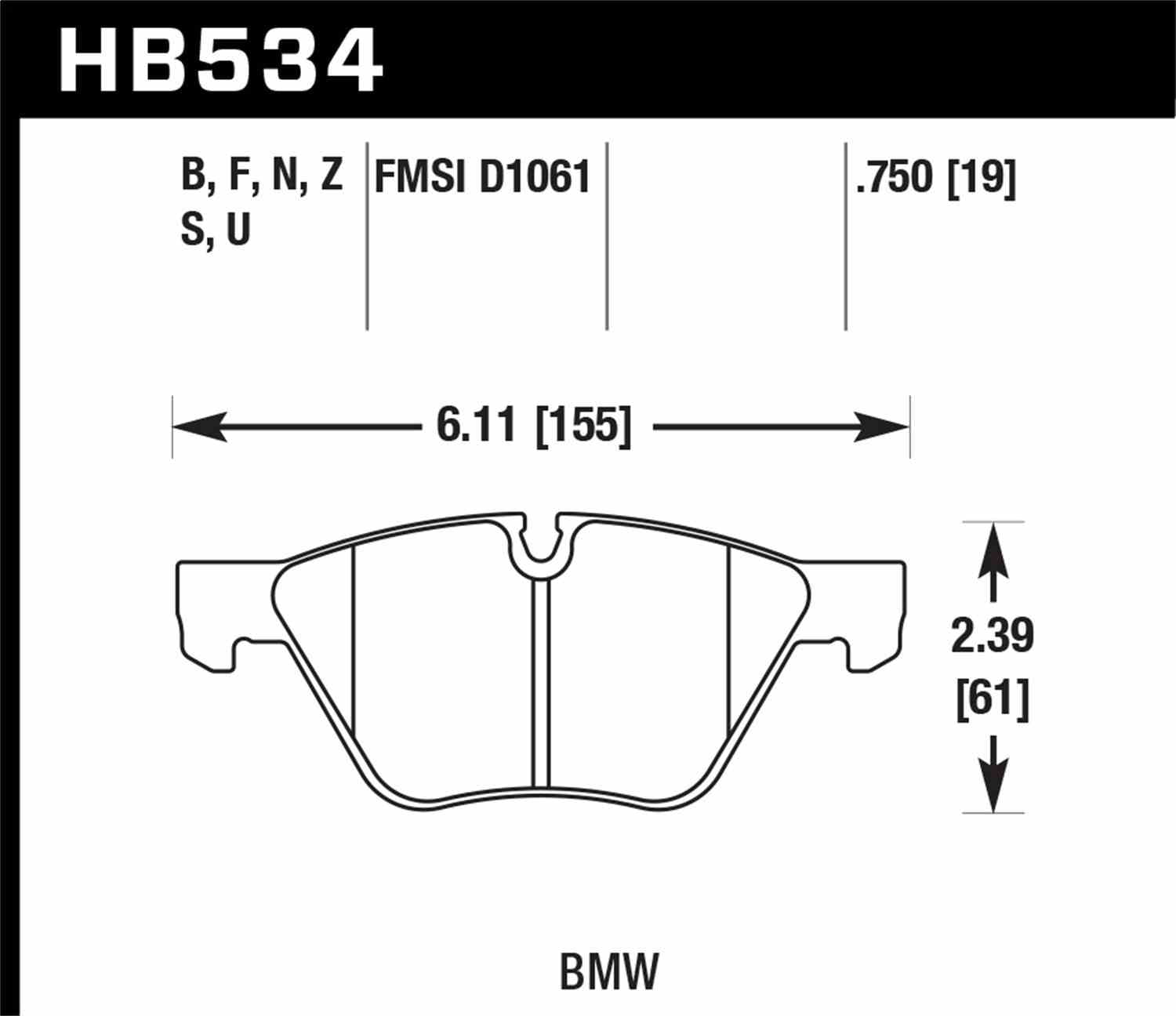 Hawk 09-11 BMW Z4 / 04-05 525I / 08-11 128I / 06 325I/325XI / 07 328I/328XI HPS Street Front Brake P Fits select: 2006 BMW 330, 2011 BMW Z4 SDRIVE30I