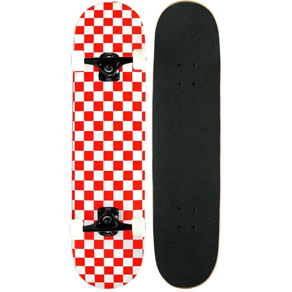 KPC Pro Skateboard Checker Red/White 7.75"