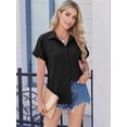 thumbnail image 2 of MOYIKO Short Sleeve Summer Tops for Women Casual Button Down Shirts Solid Business Work Blouses, 2 of 7
