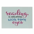 thumbnail image 1 of Book Cutting Board, Reading is Dreaming with Open Eyes Writing Print on White Background, Decorative Tempered Glass Cutting and Serving Board, Small Size, Azure Blue Magenta Black, by Ambesonne, 1 of 1