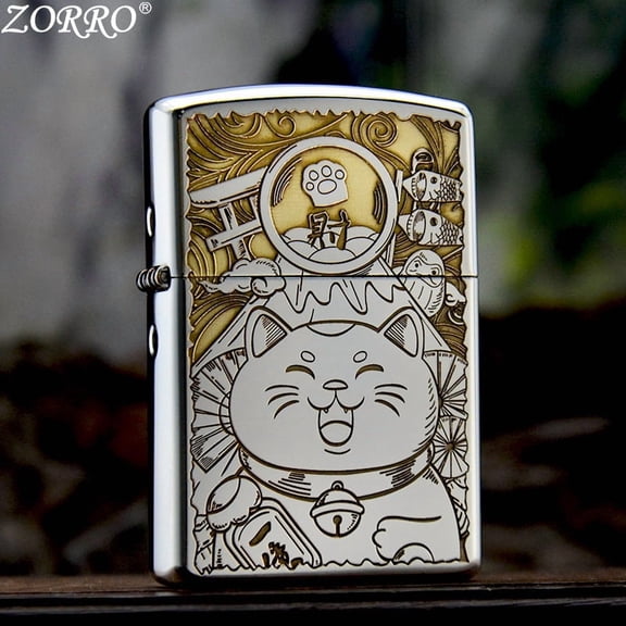 Bbsisgo Kerosene lighters, Candle lighters, Gift lighters for men and women(Without fuel),招财猫