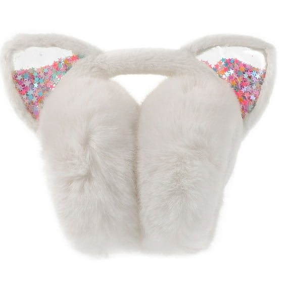 HAMPPLIES 1Pack Warm White Round Plush Acrylic Ear For Children Winter Outings