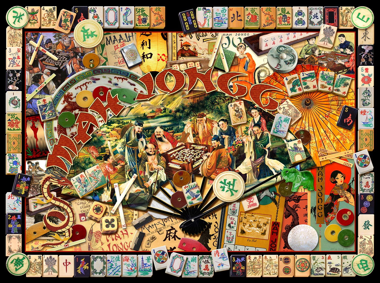 SUNSOUT INC - Mah Jongg Masters - 1000 pc Jigsaw Puzzle by Artist: Kate Ward Thacker - Finished Size 20" x 27" Asian - MPN# 70041