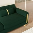 thumbnail image 3 of Modern Velvet Sofa Couch, 86" Large Loveseat Sectional Sofa Couch with Gold Legs for 3-4 Persons Upholstered Deep Seat Love Seat Sofa Chaise for Living Room Office Apartment Retro Green, 3 of 7