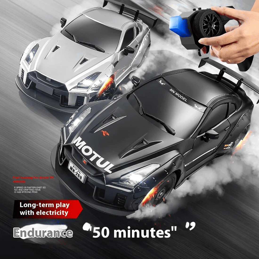 1/16 Scale GTR R35 RC Drift Car, 4WD Rear-Wheel Drive Remote Control Car with Gyro Control, LED Light, for Drift & Grip Tire, 20km/h High-Speed, 2.4G Full-Proportional Racing Vehicle for Adults