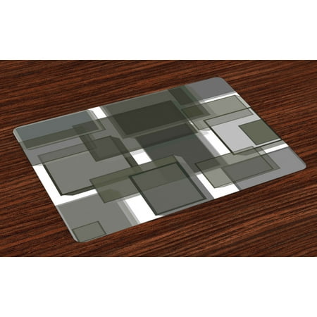 Taupe Placemats Set of 4 Three Dimensional Cubes Geometric Modern Abstraction Square Shapes Print, Washable Fabric Place Mats for Dining Room Kitchen Table Decor,Taupe Pale Grey Green, by Ambesonne